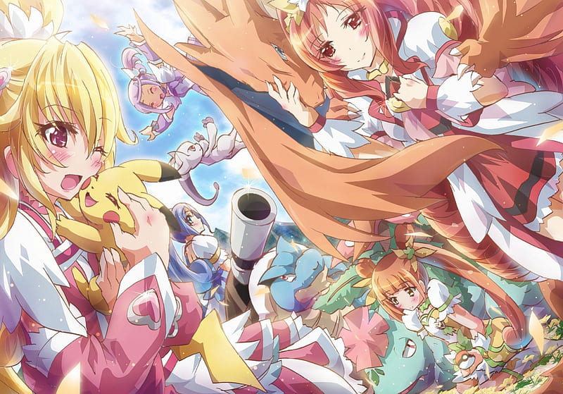 Come On Doki Doki Precure Anime Crossover Females Pokemon Creatures With Powers Hd Wallpaper Peakpx