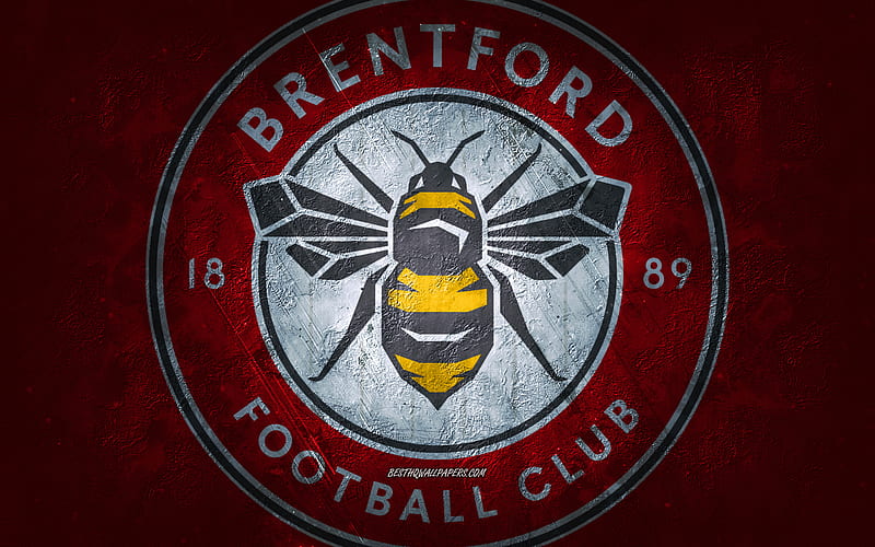 Brentford FC, English football club, red stone background, Brentford FC