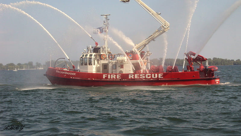 Fire Rescue Boats, red, Powerboats, graphy, white, HD wallpaper