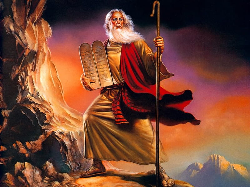 Moses by Boris Vallejo, mountain, gods man, messanger, staf, commandments, stone tablets, HD wallpaper