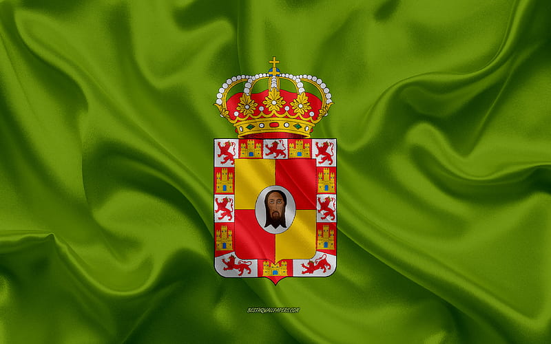 Jaen Flag silk texture, silk flag, Spanish province, Jaen, Spain, Europe, Flag of Jaen, flags of Spanish provinces, HD wallpaper