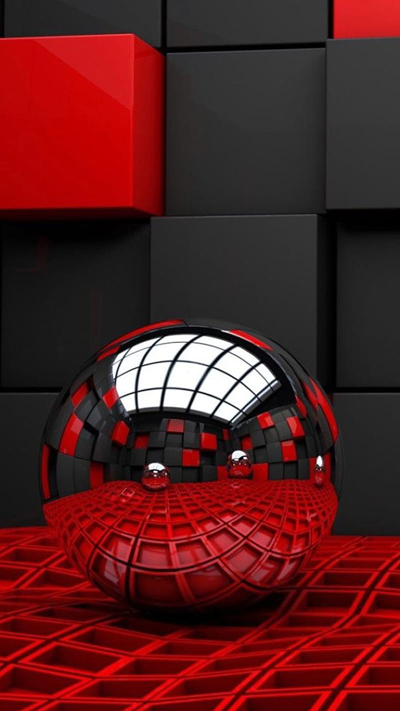 Silver Ball, circle, red, HD phone wallpaper