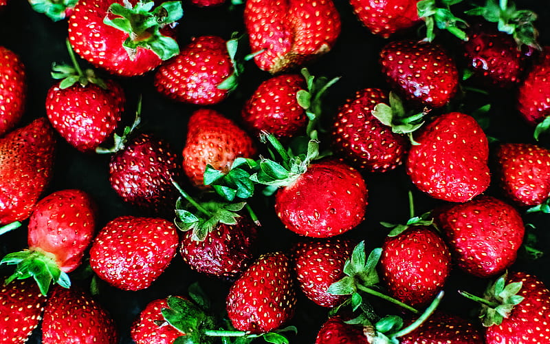 ripe strawberry strawberries, red berries, macro, strawberry background, berries, ripe berries, ripe strawberries, HD wallpaper