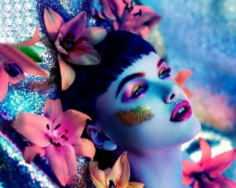 Artistic Woman, make up, flowers, face, woman, HD wallpaper | Peakpx