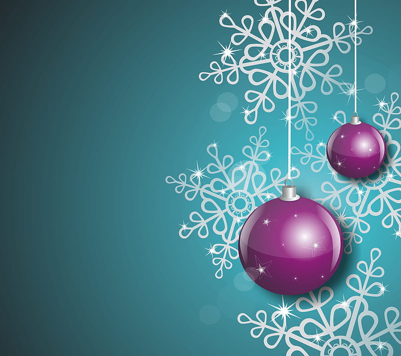 1080P free download | Christmas Balls, blue, bombki, purple, snowflakes