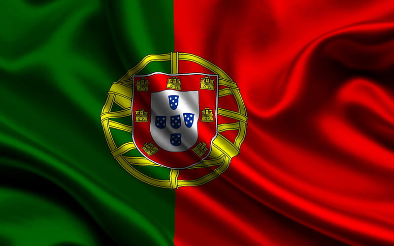 Portuguese flag silk, flag of Portugal, flags, Portugal flag, HD wallpaper