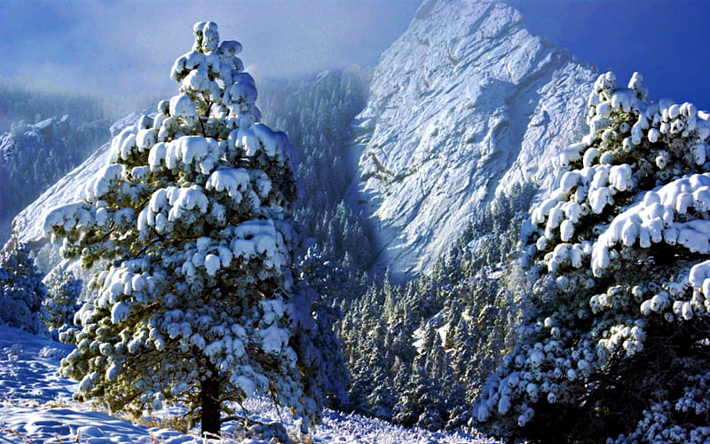 Flatiron Mountains First Snow, digital, art, bonito, abstract, HD wallpaper