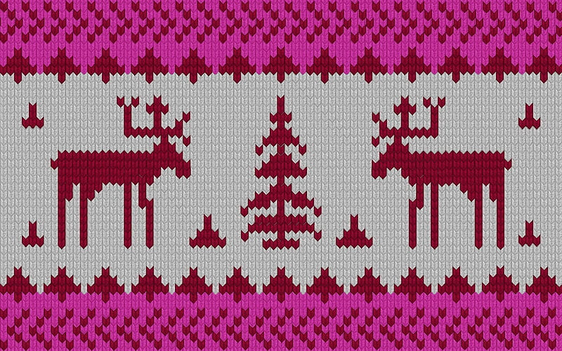 ornament, two elk, knitting, texture, HD wallpaper