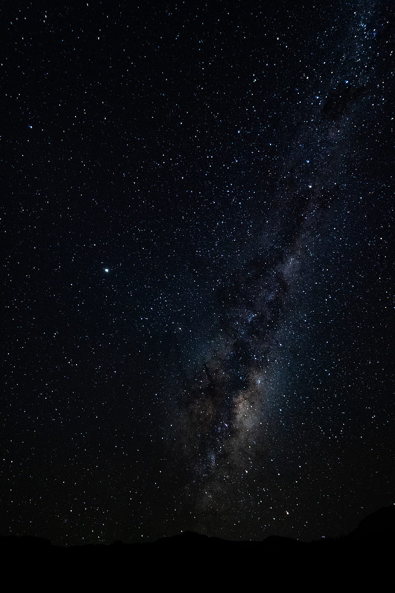 nebula, space, stars, hill, silhouette, HD phone wallpaper