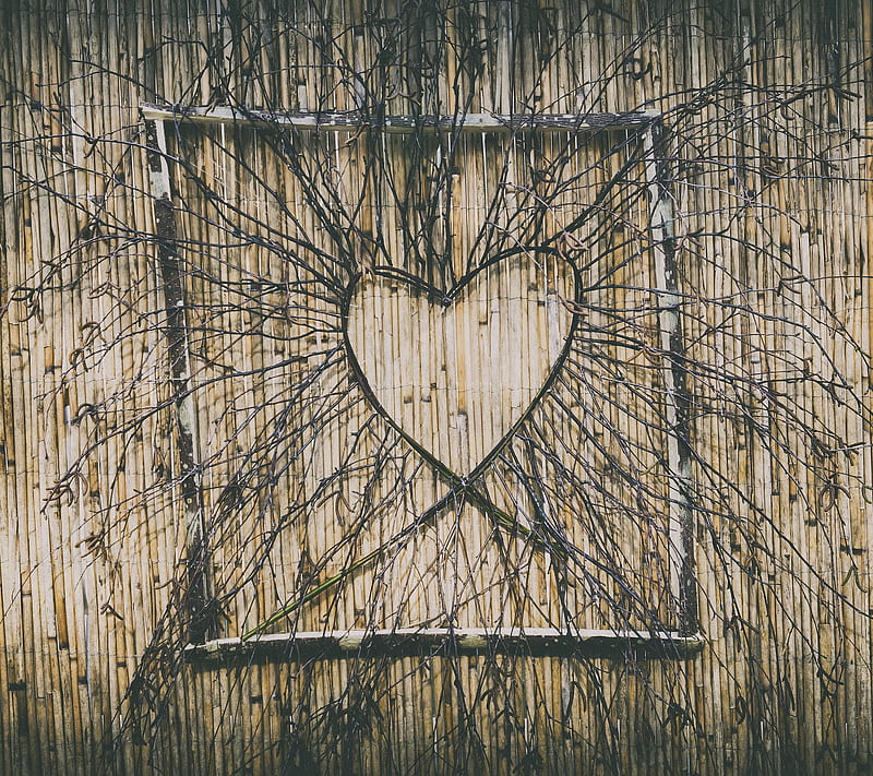 Frame of Heart, frame, heart, love, wood, HD wallpaper
