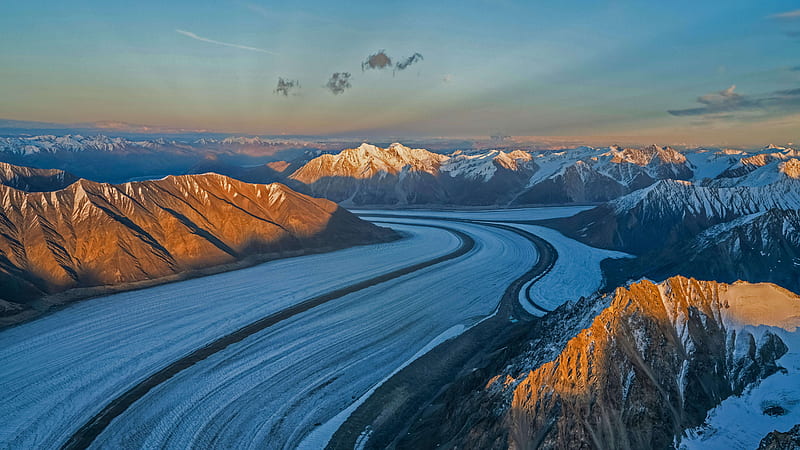 Saint Elias Mountains, Kaskawulsh Glacier, Kluane National Park, Yukon, Canada, winter, snow, ice, HD wallpaper