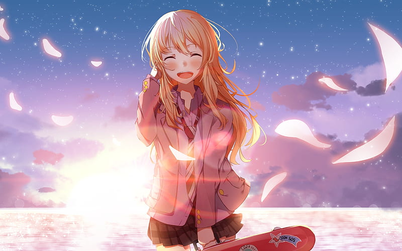 anime, anime girls, Miyazono Kaori, Shigatsu wa Kimi no Uso,  picture-in-picture, digital art