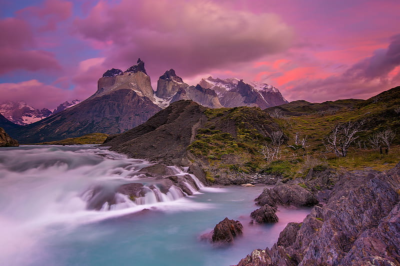 Mountains, Mountain, River, Torres del Paine National Park, HD wallpaper