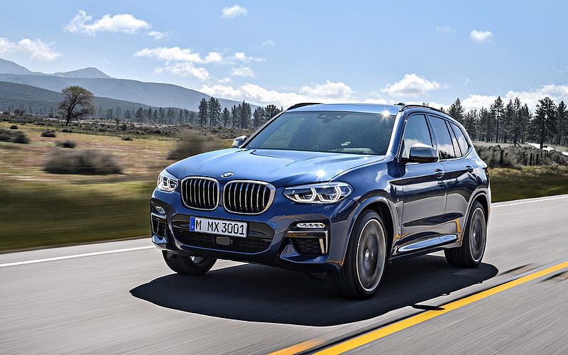 BMW X3, 2018, new blue X3, new cars, German cars, road, speed, BMW, HD wallpaper
