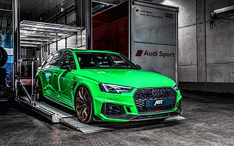 ABT, tuning, Audi RS4 Avant, 2019 cars tunned RS4, 2019 Audi RS4, german cars, lime rs4, Audi, HD wallpaper