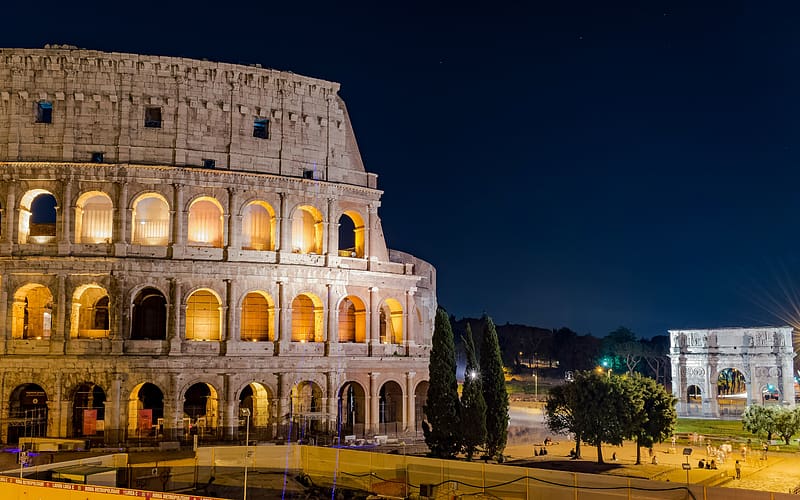 Night Colosseum Building Travel Rome Italy, HD wallpaper