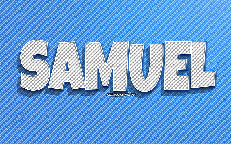 Samuel, blue lines background, with names, Samuel name, male names, Samuel greeting card, line art, with Samuel name, HD wallpaper
