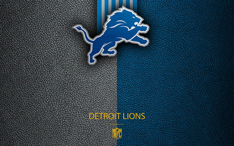 Detroit Lions American football, logo, emblem, Detroit, Michigan, USA, NFL, leather texture, National Football League, Northern Division, HD wallpaper