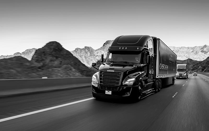 Freightliner Cascadia, 2019, truck, new black Cascadia, american truck, front view, trucking, cargo delivery, Freightliner, HD wallpaper