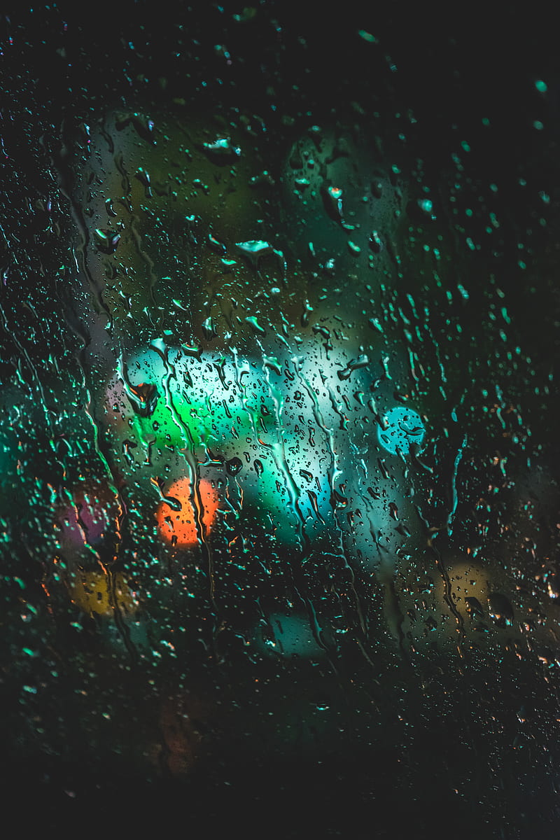 drops, wet, glass, rain, lights, bokeh, HD phone wallpaper
