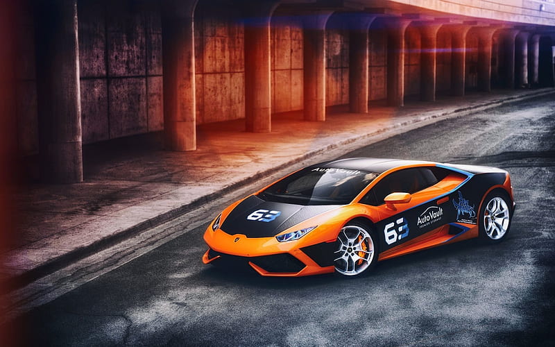 Lamborghini Huracan, 2016, tuning Lamborghini, sport car, orange Huracan, HD wallpaper