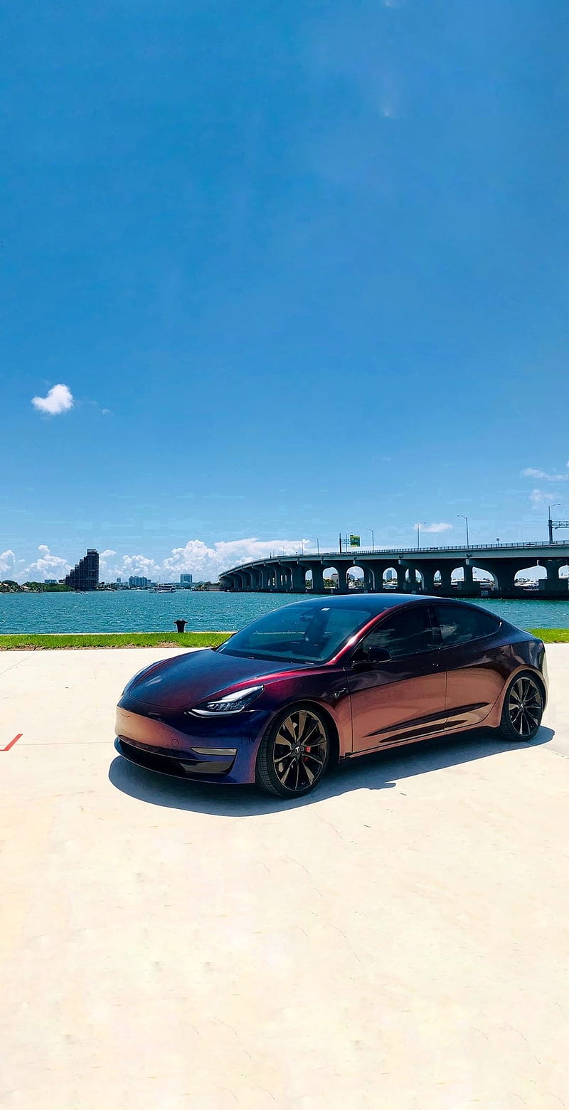 Tesla Model 3, bonito, car, carros, chrome delete, electric, fast, model 3, performance, tesla, wrap, HD phone wallpaper
