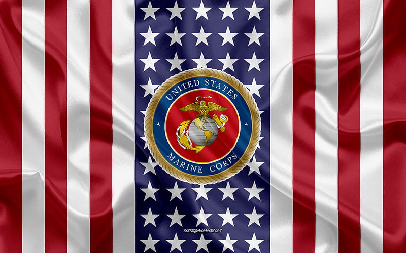 United States Marine Corps Emblem, American Flag, United States Marine Corps logo, USA, Emblem of United States Marine Corps, HD wallpaper