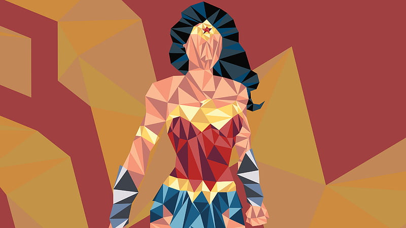 Wonder Woman Low Poly Art, wonder-woman, artwork, artist, behance, digital-art, low-poly, HD wallpaper