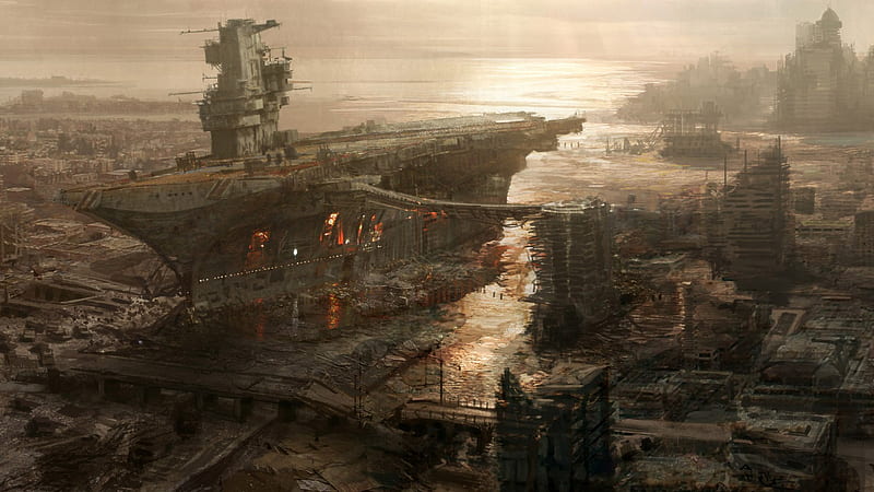 Fallout, City, Ship, Sci Fi, Video Game, Fallout 3, Rivet City, HD wallpaper