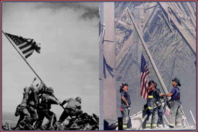 9/11 & Iwo Jima, world war two, iwo jima, world trade center, world war 2, al qaeda, 911 attacks, 911 firefighters, wtc, september 11, 911, world trade center attacks, bin laden, HD wallpaper
