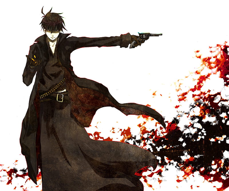 Akutabe, male, cool, bullets, gun, anime, yondemasuyo azazel-san, weapon, HD wallpaper