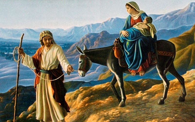 Escape to Egypt, Mary, escape, Jesus, baby, donkey, Joseph, HD wallpaper