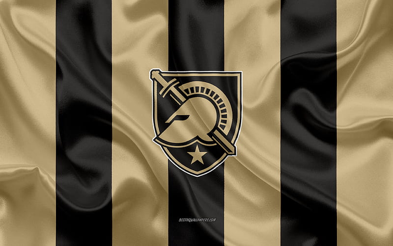 Army Black Knights, American football team, emblem, silk flag, golden black silk texture, NCAA, Army Black Knights logo, West Point, New York, USA, American football, HD wallpaper