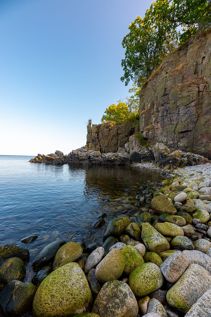 coast, stones, pebbles, rock, sea, HD phone wallpaper