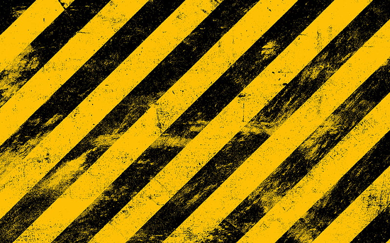 warning stripes diagonal lines, grunge backgrounds, warning lines, yellow and black lines, abstract backgrounds, HD wallpaper