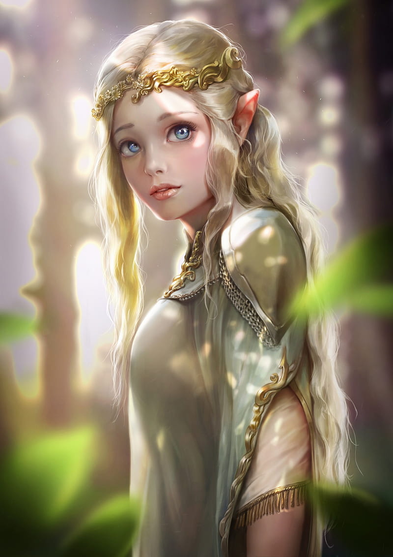 elves, women, crown, fantasy art, HD phone wallpaper