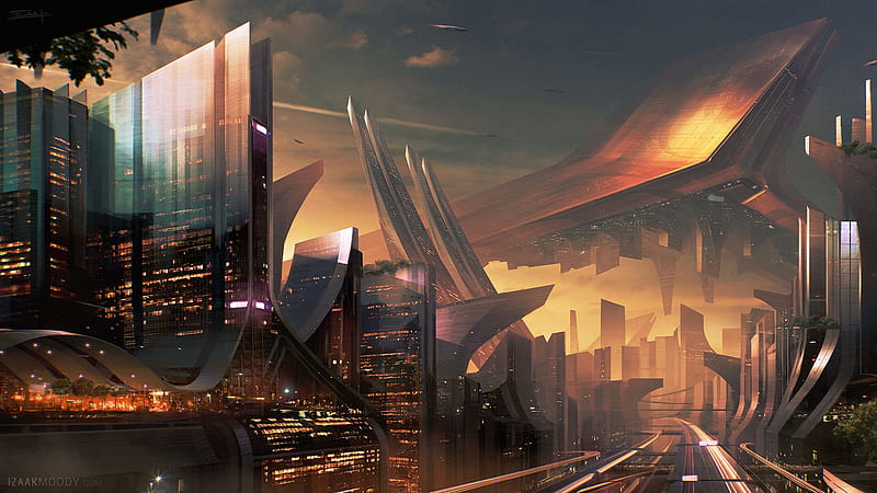 Science Fiction City , science-fiction, scifi, city, artist, artwork, HD wallpaper