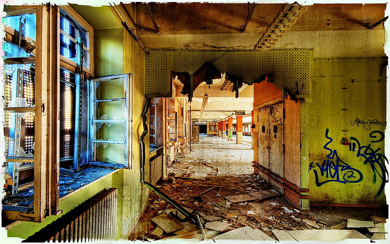 Decayed Hallway Empty Post Office - Urban Decay graphy, HD wallpaper