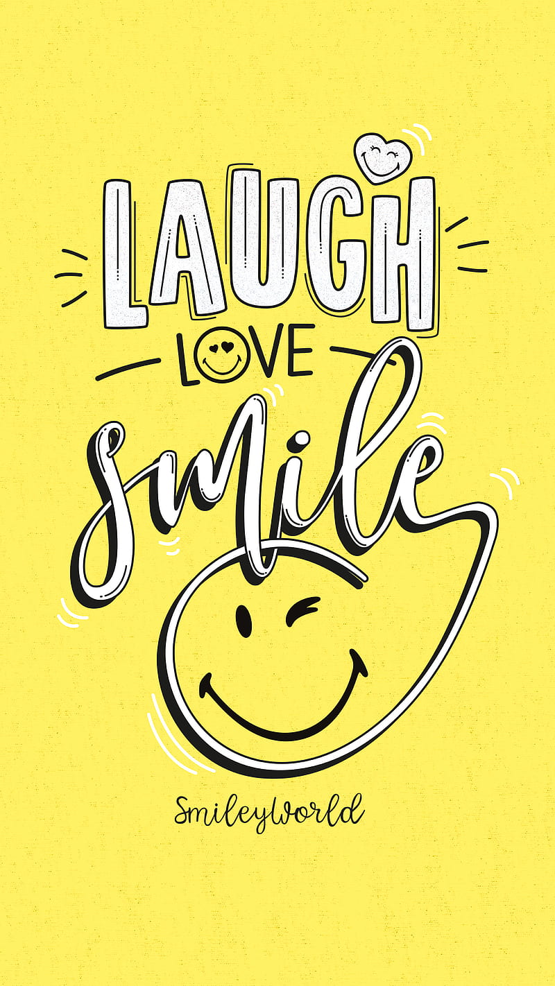 Laugh Love Smile, smiley, smiley face, wink, yellow, HD phone wallpaper