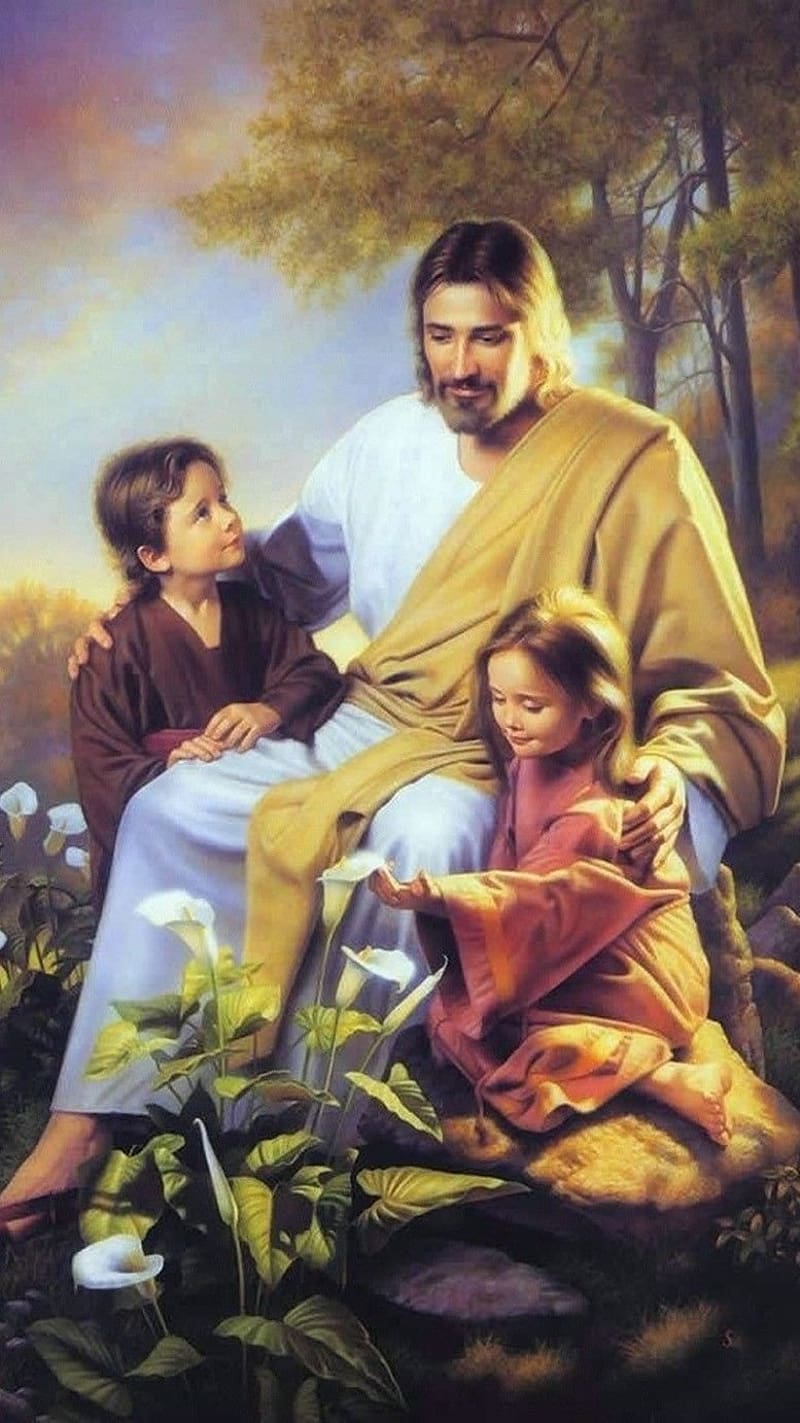 Jesus Jesus Christ with children, jesus , jesus christ with children, HD phone wallpaper