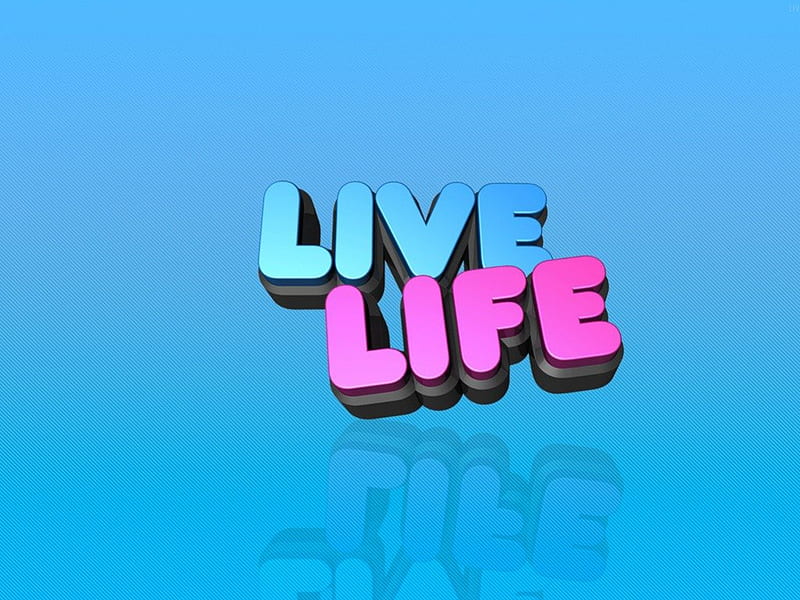 Live Life, live, life, quote, words, pink, blue, HD wallpaper
