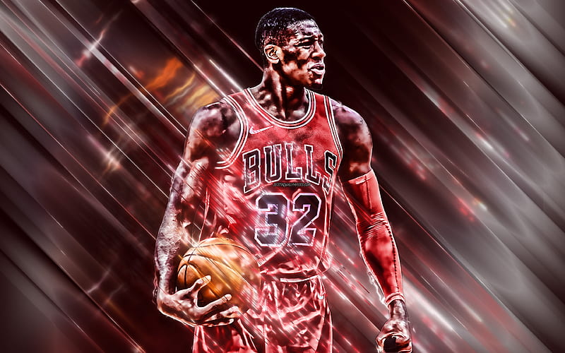Kris Dunn American basketball player, Chicago Bulls, NBA, USA, creative art, basketball, red creative background, HD wallpaper