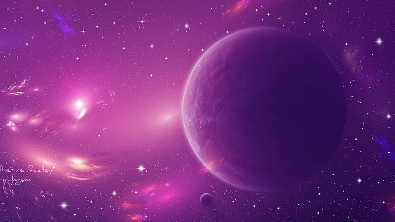 Lynette Space Scenery, 3d, galaxies, space, stars, planets, purple, HD wallpaper