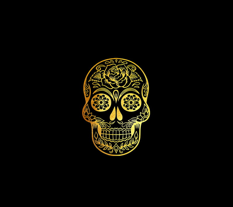 Gold skull DR, cool, love, style, HD wallpaper