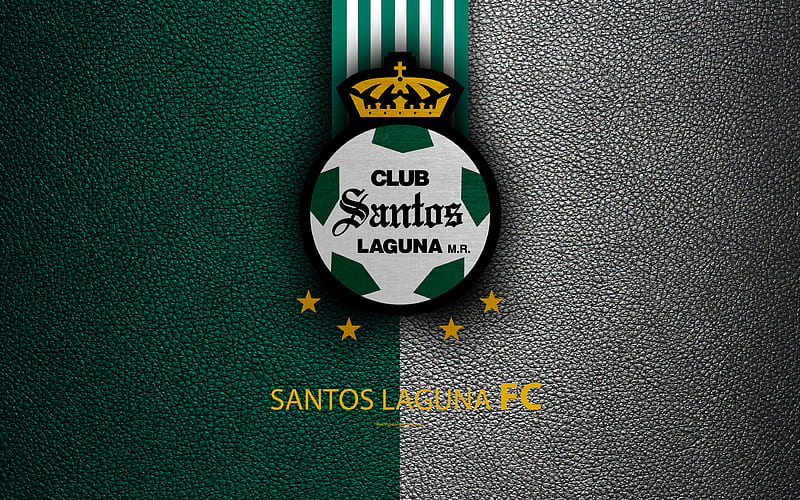Santos Laguna leather texture, logo, Mexican football club, green white lines, Liga MX, Primera Division, Torreon, Mexico, football, HD wallpaper