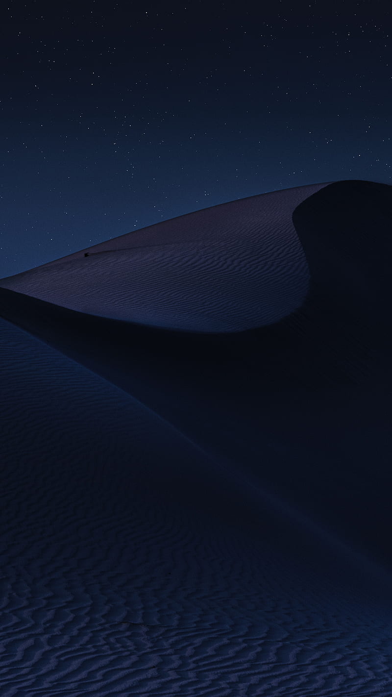desert, night, dark, dunes, starry sky, HD phone wallpaper