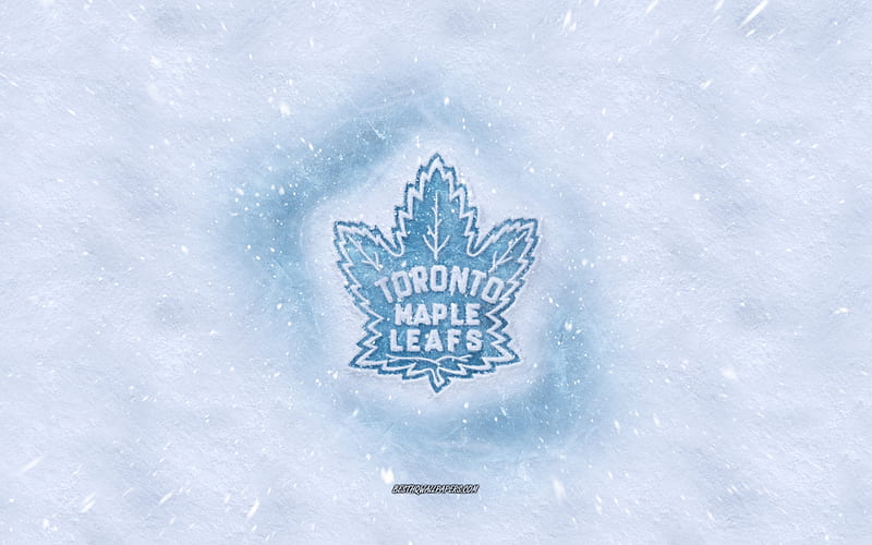 Toronto Maple Leafs logo, Canadian hockey club, winter concepts, NHL, Toronto Maple Leafs ice logo, snow texture, Toronto, Ontario, Canada, USA, snow background, Toronto Maple Leafs, hockey, HD wallpaper