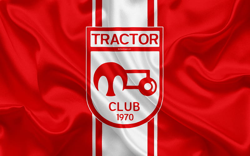 Tractor Sazi FC silk texture, logo, emblem, red white silk flag, Iranian football club, Tabriz, Iran, football, Persian Gulf Pro League, HD wallpaper