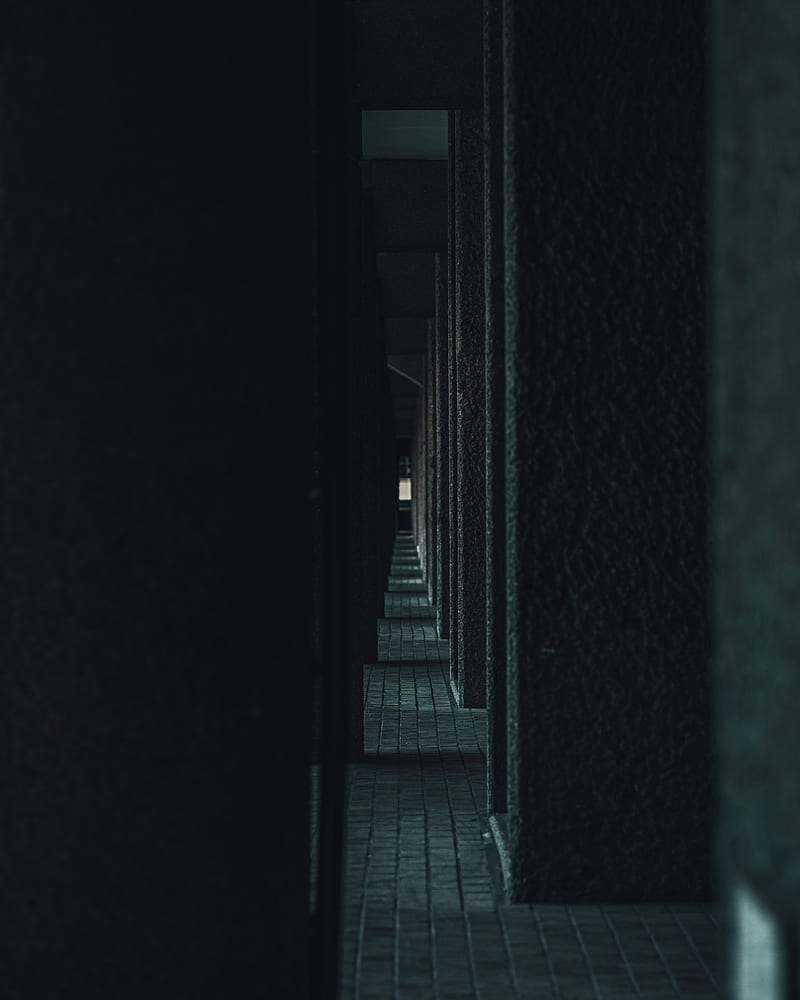 corridor, columns, dark, HD phone wallpaper