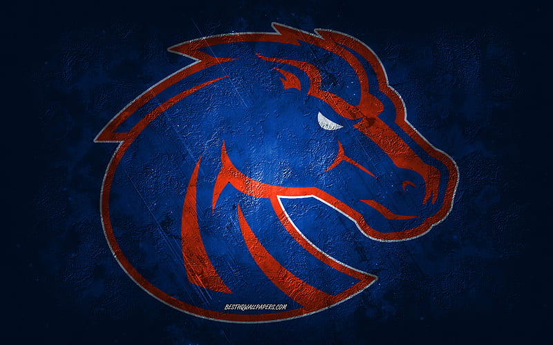 Boise State Broncos, American football team, blue background, Boise State Broncos logo, grunge art, NCAA, American football, USA, Boise State Broncos emblem, HD wallpaper
